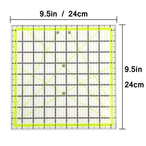 Miniatura 2 de UOOU Regla de acolchado (9.5 x 9.5 pulgadas), reglas de acolchado cuadradas, reglas de corte de tela, reglas de acolchado acrílico