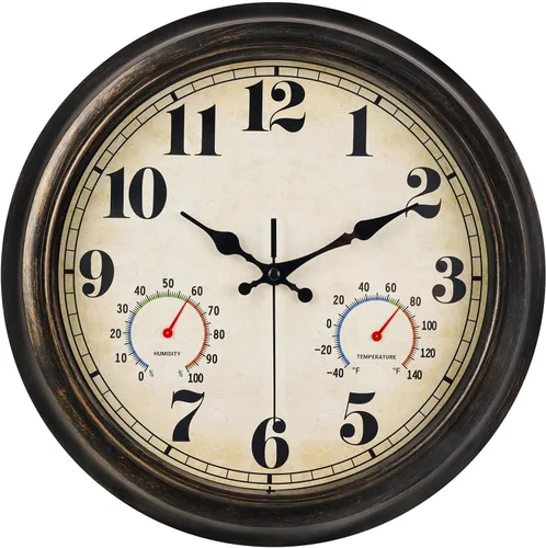 Miniatura 13 de zyzamay Reloj de pared retro de 12 pulgadas, fácil de leer, redondo, clásico, clásico, de cuarzo, funciona con pilas, decorativo para sala de estar