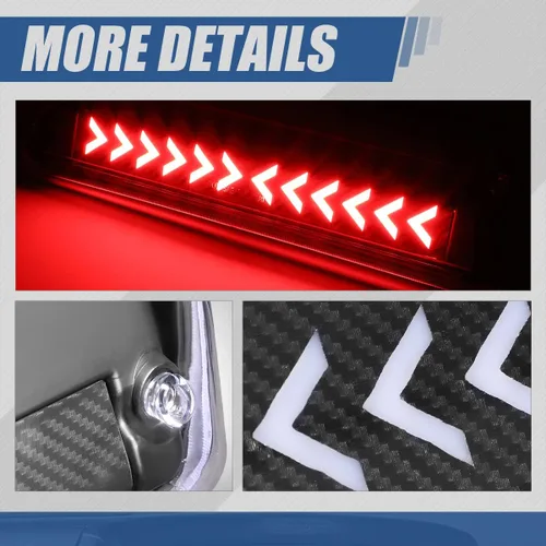 Miniatura 5 de Auto Dynasty Luz de freno secuencial con aspecto de fibra de carbono, 3ª tercera luz de freno compatible con Ford F-150 2007-2010 Explorer
