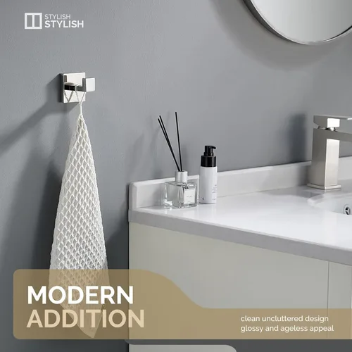 Miniatura 2 de Angle Simple Gancho para toalla de baño, SUS 304 de acero inoxidable para ducha, toalla de baño, colgador de bata, gancho de pared, cromo pulido
