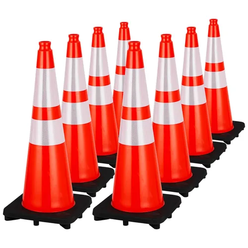 Miniatura 9 de Conos de tráfico de 28 pulgadas, 10 conos de seguridad, conos de seguridad de PVC naranja para estacionamiento en carretera con 2 collares