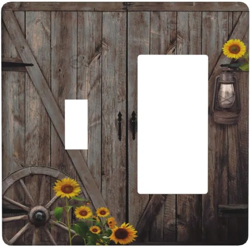 Miniatura 73 de Cubierta de interruptor de luz de 3 cuadrillas con diseño de flores azules púrpuras, cubierta de placa de pared de triple palanca, arbustos florales