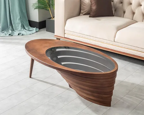 Miniatura 9 de by Papella Design, Mesas de centro de nogal natural Veener para sala de estar, mesa rústica, mesa de centro para sala, mesa central, mesa