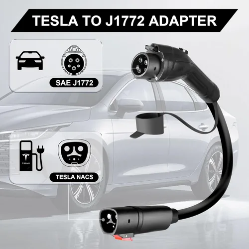 Miniatura 3 de Adaptador EV para Tesla a J1772, Max 40Amp 250V Adaptador de carga portátil Tesla para todos los vehículos eléctricos J1772, compatible