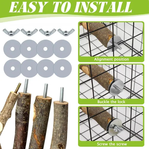 Miniatura 5 de 8 Piezas de Perchas de Aves Naturales de Madera para Jaula, Soporte y Plataforma de Perca para Loros, Accesorios para Jaula de Pájaros