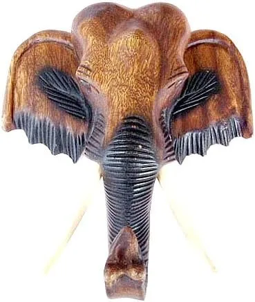 Miniatura 2 de Figura de decoración de pared con cabeza de elefante tailandés tallada en madera hecha de Tailandia