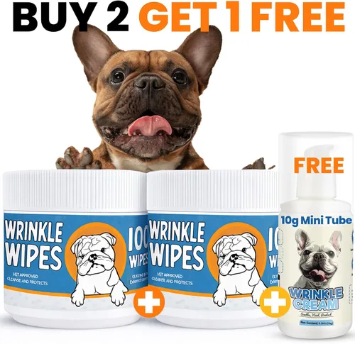Miniatura 2 de Bulldog - Toallitas antiarrugas para perros, desodorizantes y calmantes con extracto de madreselva, no irritantes, limpian arrugas, pliegues, patas