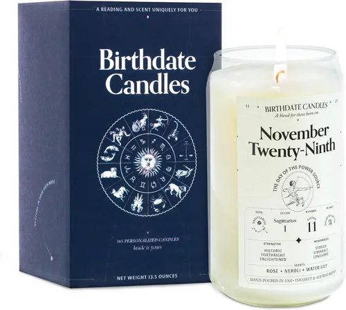Miniatura 337 de Velas con fecha de nacimiento, 28 de octubre, velas perfumadas del zodiaco de Escorpio, regalo de cumpleaños, aroma a bergamota, canela y caoba