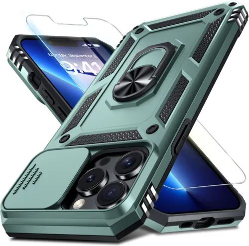 Miniatura 107 de Janmitta - Funda para iPhone 14 Pro con cubierta deslizante para lente de cámara incorporada + protector de pantalla, funda de cuerpo completo