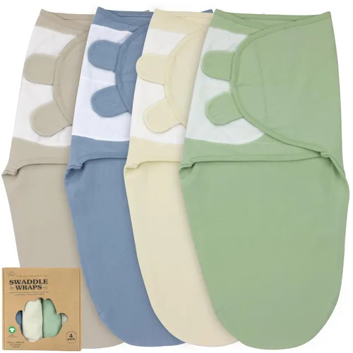 Miniatura 34 de Mantas para envolver para recién nacidos – Juego de 3 mantas para bebé de 0-3 meses – Saco de dormir ajustable – Envuelto suave de algodón orgánico