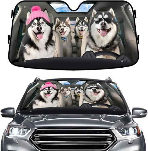 Miniatura 57 de GENANY - Cubierta de parabrisas de flamenco para automóvil, SUV, camión (55 x 30 pulgadas), protector térmico plegable, persianas para ventanas