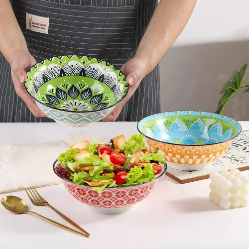 Miniatura 3 de Juego de Tazones para Ramen Tazones Pho - Juego de Tazones de Sopa de Porcelana de 3 Piezas - Juegos de Tazones para Fideos para Cocina 35 oz