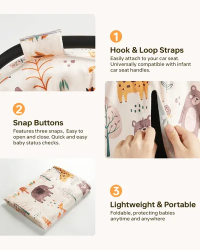 Miniatura 5 de Funda de asiento de automóvil para bebé, fundas de asiento de automóvil ultra suaves de Minky con apertura a presión, funda de cochecito multiusos