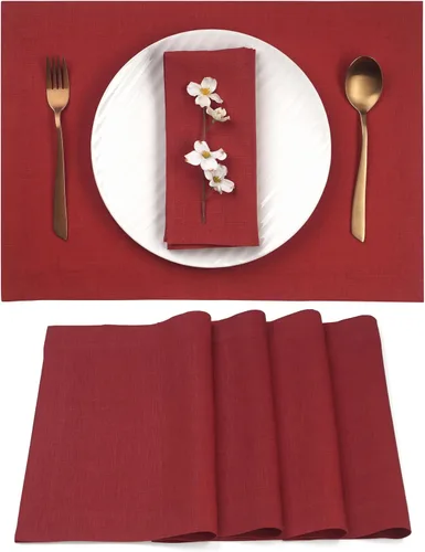 Miniatura 24 de Classic Linen™ by D'Moksha - Juego de 4 manteles individuales naturales, 14 x 19 pulgadas, lino 100% puro, lavables a máquina, verano
