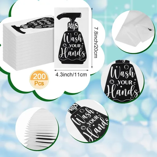 Miniatura 3 de Outus 101 toallas de mano desechables y servilletero acrílico, etiqueta de baño, servilletas de invitados, reglas de baño para baño, tocador