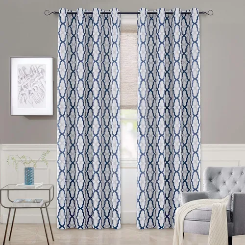 Miniatura 22 de DriftAway Mason - Cortinas térmicas opacas con ojales para ventanas, diseño geométrico de enrejado, 2 paneles, cada uno de 52 pulgadas por 63 Gris