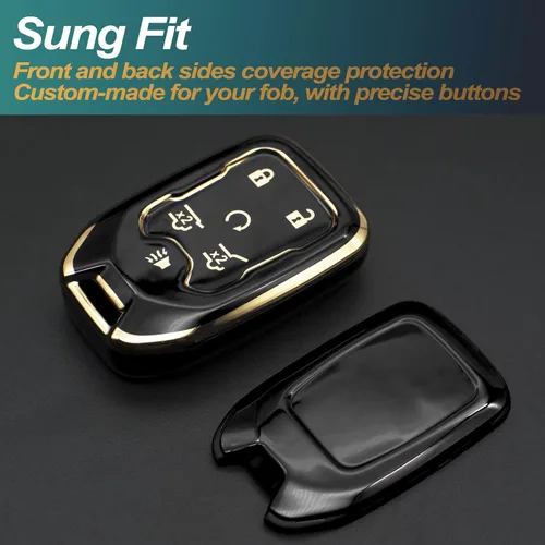 Miniatura 3 de FEYOUN Funda para llavero compatible con Chevy Chevrolet Suburban Tahoe GMC Terrain Yukon Yukon XL Smart 6 botones TPU remoto sin llave funda