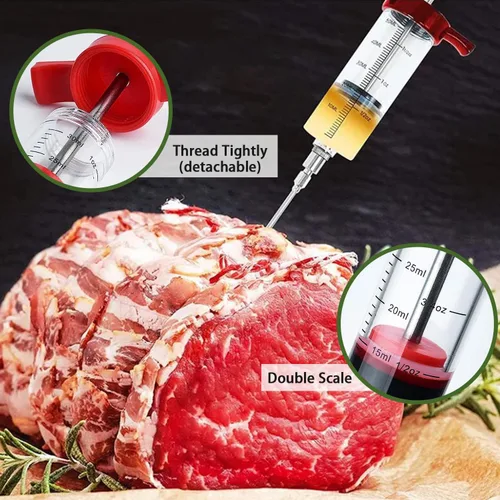 Miniatura 5 de Kit de jeringa inyectora de carne de pavo con 3 agujas de adobo para ahumador de parrilla, 1 cepillo de limpieza, 1 onza/1.0 fl oz de gran