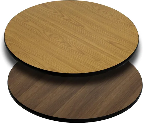 Miniatura 30 de Flash Furniture - Tapa de mesa de resina brillante de 30.0 x 48.0 pulgadas, con borde caído de 2.0 pulgadas de grosor Natural/Nogal