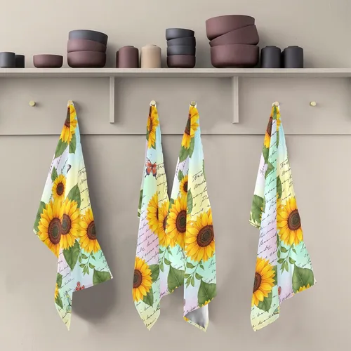 Miniatura 5 de GAIREG Retro Sunflowers Butterflies Dish Cloths for Drying Dishes, 28x18 Inches Absorbent Printed Hand Towels, Set of 6