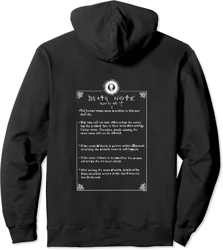 Miniatura 2 de Death Note Sudadera con capucha de la lista de cómo usarlo, Negro, S