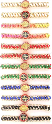 Pulseras de rosario de 612 piezas de Virgen María, San Benito y San Judas Tadeo, regalo para mujeres, hombres, niños pequeños y niñas, cristal