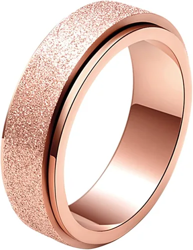 ALEXTINA - Anillo de juguete para ansiedad para mujeres y hombres, giratorio, acero inoxidable, 0.24 y 0.31pulgadas, alivio de ansiedad, para