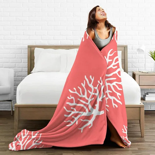 Miniatura 5 de HGOD DESIGNS Manta de forro polar coral de playa, suave y acogedora, manta mullida y mullida para mujeres y adultos, manta de microfibra de felpa