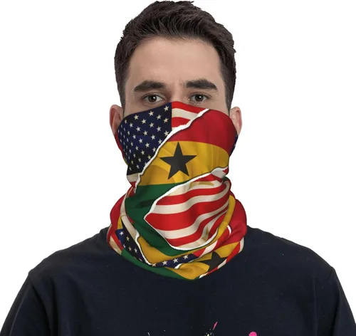 Miniatura 3 de Neck Gaiter Ghana Ghanaian American Flag USA Friendship Face Cover Scarf Uv Sun Protection Balaclava Head Mask for Men Women Fishing Mask Hiking