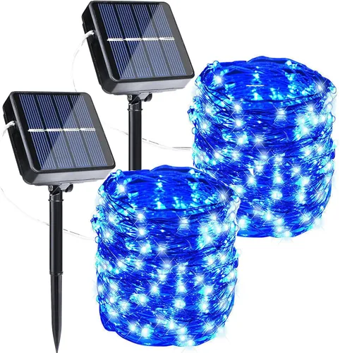 Miniatura 14 de Joomer - Tira de luces solares de hadas, paquete de 2, total 80 pies, 240 LED, luces de cuerda solar para exteriores, impermeables, 8 modos