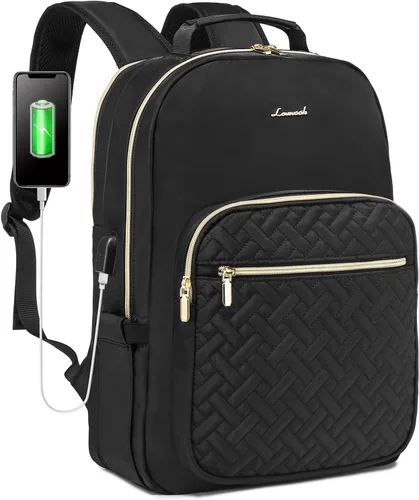 LOVEVOOK Mochila para laptop para mujer, elegante mochila acolchada para viajes de negocios, trabajo, bolsa para computadora, con puerto USB para