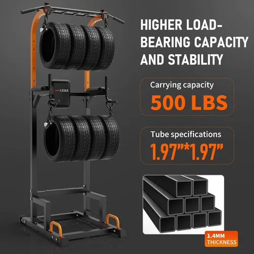 Miniatura 5 de leikefitness Equipo de ejercicio multifunción de torre de energía, estación de inmersión para dominadas, altura ajustable para gimnasio en casa