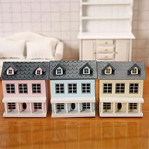 Miniatura 7 de Cutemini Cabaña en miniatura para casa de muñecas, accesorios para decoración de escritorio de 3 piezas