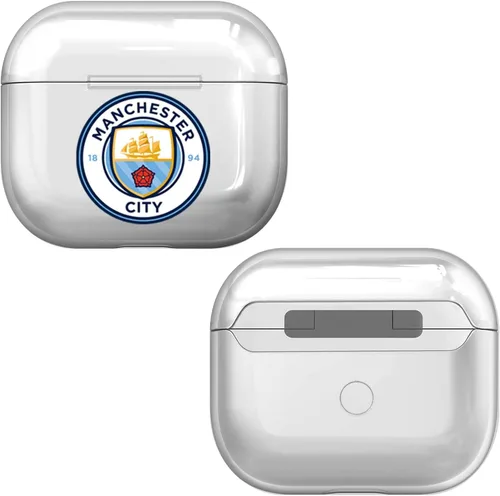 Head Case Designs Funda de carga con licencia oficial del Manchester City Man City FC con logotipo de insignia lisa y transparente compatible con