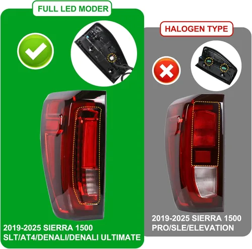 Miniatura 3 de Lochnchn Conjunto de Luz Trasera LED Compatible con GMC Sierra 1500/2500HD/3500HD 2019-2024, Luces Traseras del Lado Izquierdo del Conductor, Tipo