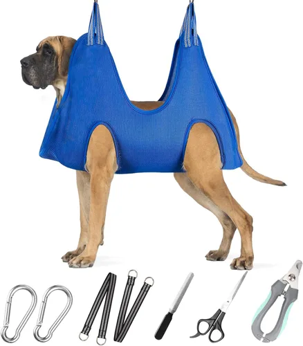Miniatura 24 de ATESON Hamaca de Aseo para Mascotas con Cortauñas/Recortadores de Uñas/Tijeras de Aseo, Arnes de Aseo para Perros para Recortar Uñas, Correa de Aseo