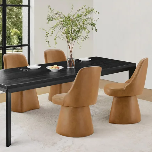 Miniatura 32 de KISLOT Juego de 4 sillas de comedor giratorias, tapizadas de mediados de siglo con respaldo alto, sillas de cocina de tela de lino para comedor, Una