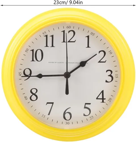 Miniatura 3 de ULTECHNOVO Reloj de pared redondo silencioso sin tictac de 9.84 pulgadas, color amarillo, diseño moderno para cocina, dormitorio, sala de estar