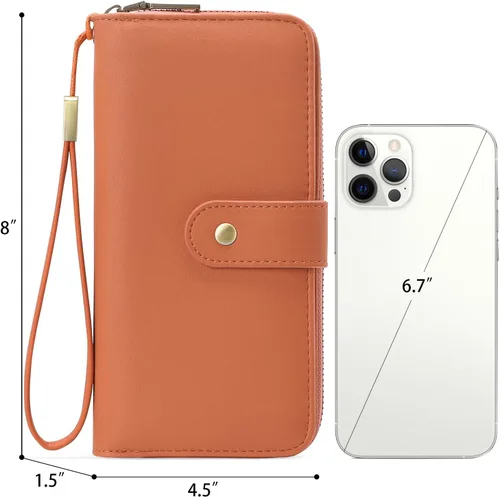 Miniatura 3 de GAEKEAO Cartera de mano para mujer, con bloqueo RFID, de piel, de gran capacidad, con correa de mano