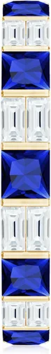 Miniatura 17 de Certified Lab Grown Blue Sapphire Eternity Band, AAAA Quality, Sapphire Moissanite Anniversary Ring - Ready To Gift
