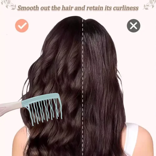 Miniatura 6 de Peine de dientes anchos de doble fila para mujer, peine desenredante de dientes grandes para cabello rizado y permanente, herramienta de peinado