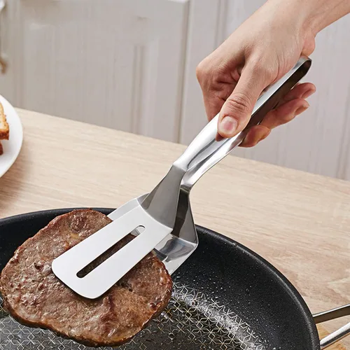 Miniatura 4 de AOOSY Pinzas para carne 304, pinza de cocción 3 en 1, espátula de doble cara, 10 pulgadas, multifuncional, de acero inoxidable, para alimentos