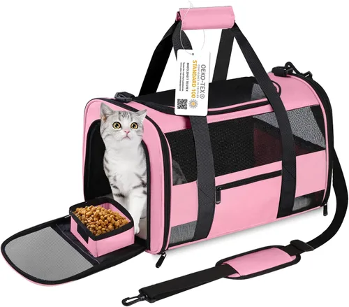 Miniatura 10 de Transportín para Gatos Transportín para Mascotas Aprobado por Aerolíneas para Perros Pequeños Gatos Cachorros Plegable de Lados Suaves Bolsa de Negro