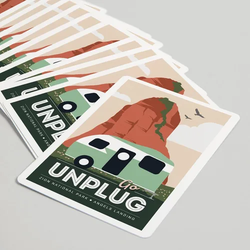 Miniatura 5 de Lantern Press Angels Landing, Zion National Park, Utah, Go Unplug, Retro Camper, 52 Playing Cards for Adults, Poker Size Card Deck