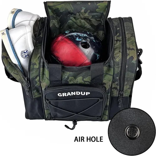 Miniatura 2 de GRANDUP - Bolsa para bola de bolos de una sola bola - Accesorios de bolos negros, bolsa tipo bandolera con soporte acolchado para bola - Se adapta a