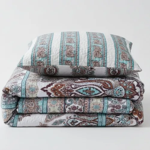 Miniatura 9 de DaDa Bedding - Juego de colcha bohemia con estampado floral para el verano, diseño de cachemira de playa, brillante, vibrante, colorido, reversible