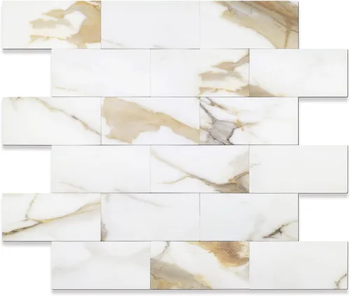 Miniatura 19 de STICKGOO azulejo de metro de 10 hojas para despegar y pegar, azulejo de pared autoadhesivo de PVC, salpicadero adhesivo de Calacatta para cocina