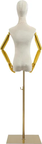Miniatura 16 de Torso de maniquí femenino con cabeza y brazos posables, forma de vestido ajustable en altura, soporte de medio maniquí, maniquí de ropa con Gris
