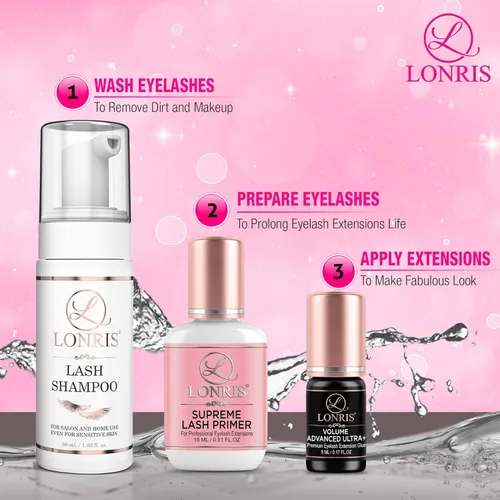 Miniatura 5 de 7-8 semanas de retención/extensión de pestañas volumen de pegamento avanzado Ultra+ LONRIS Lash 0.2 fl oz/1-2 segundos tiempo de secado/unión