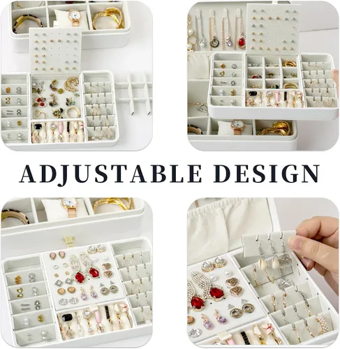 Miniatura 4 de Regalos de graduación para niñas, joyero grande de 2 capas con espejo, tarjeta de regalo hecha a mano y papel de regalo, soporte de joyería de piel
